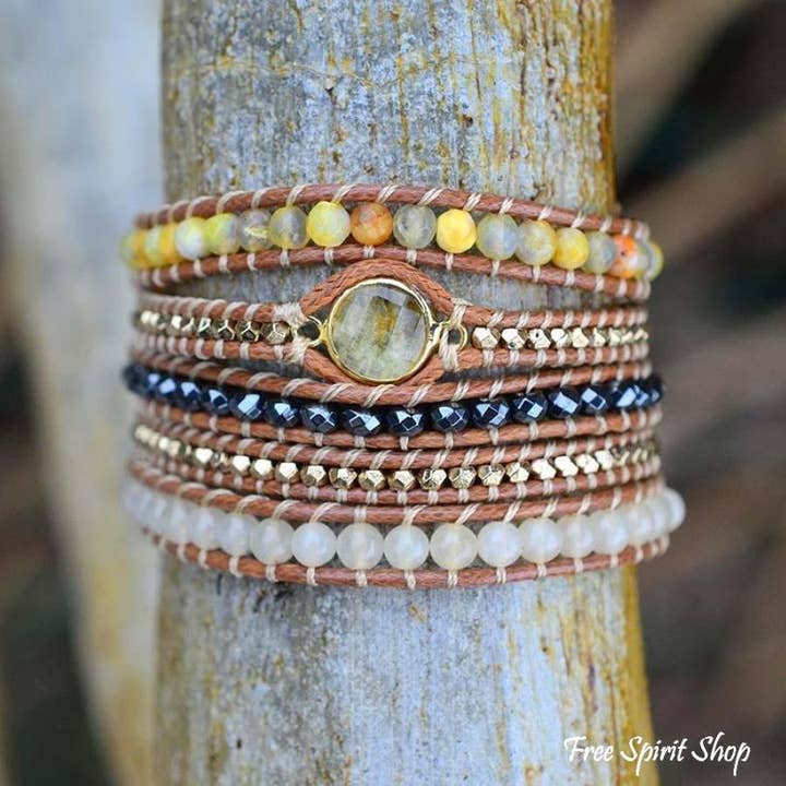 Free Spirit Shop - Wholesale Beaded Bracelet - Natural Sunny Citrine Gemstone Wrap Bracelet