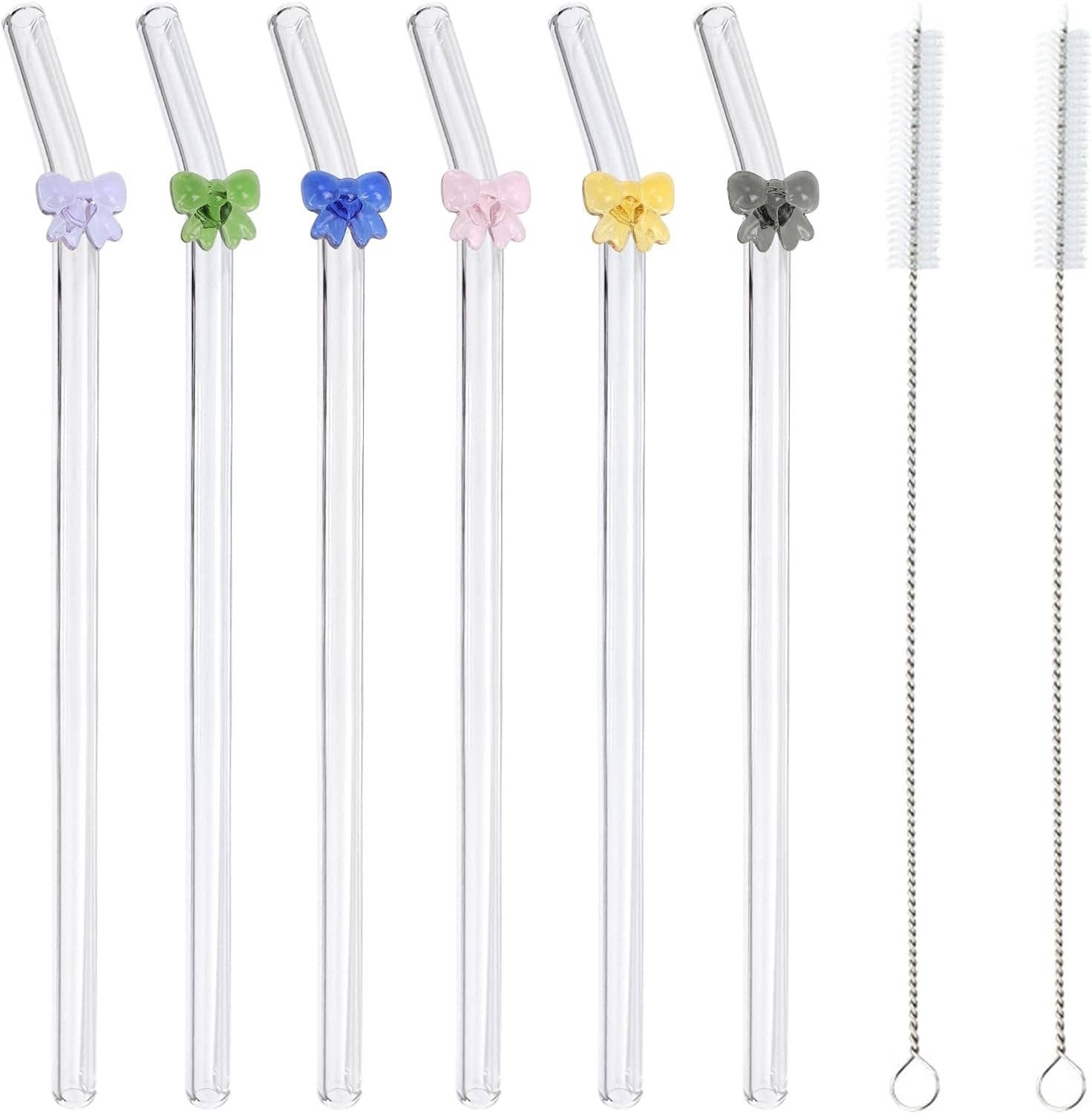 Weavey Studio - Wholesale Drinking straw - Bow Reusable Clear Transparent Glass Bend Drink Straws0