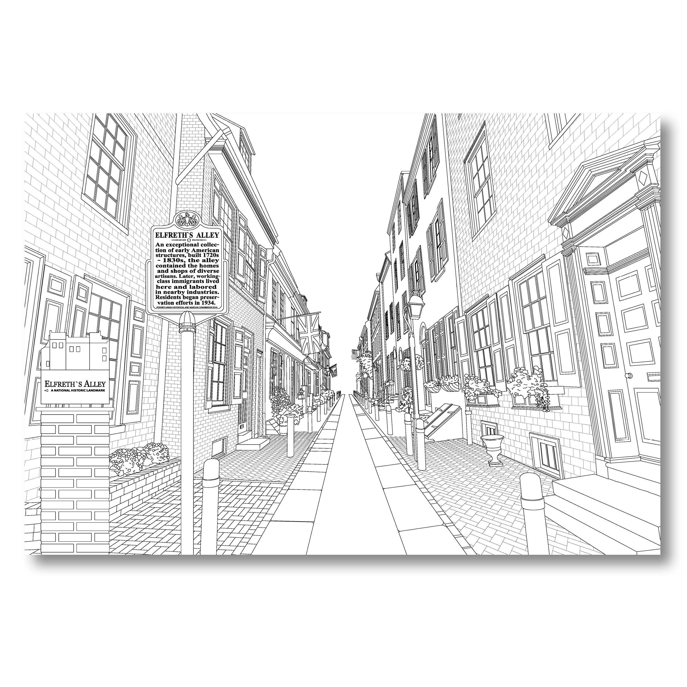 Color Our Town - Vente Livre de coloriage – adulte - Guide de coloriage Color Historic Philadelphia6