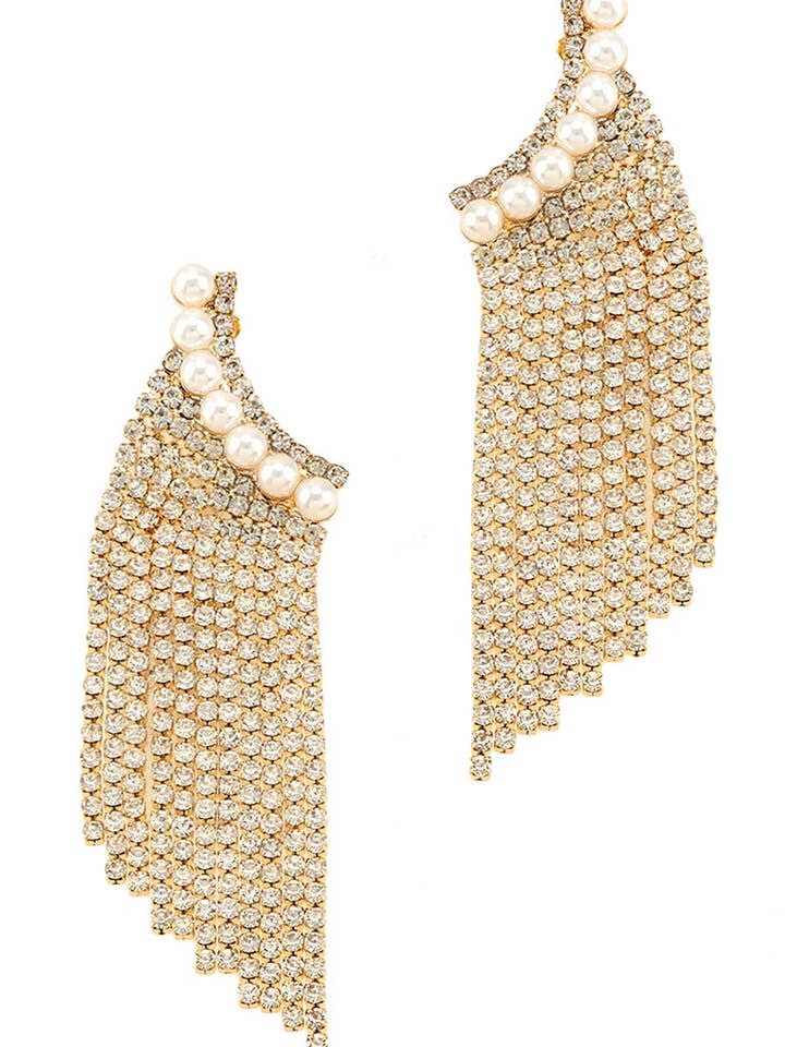 Pearl Accent med strass Frans Örhänge med klämma på för wholesale av anbfashion