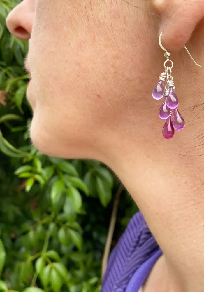 Sundrop Jewelry - Wholesale Dangle Earrings - Sonoma Glass Cluster Earrings, Pinot Noir2