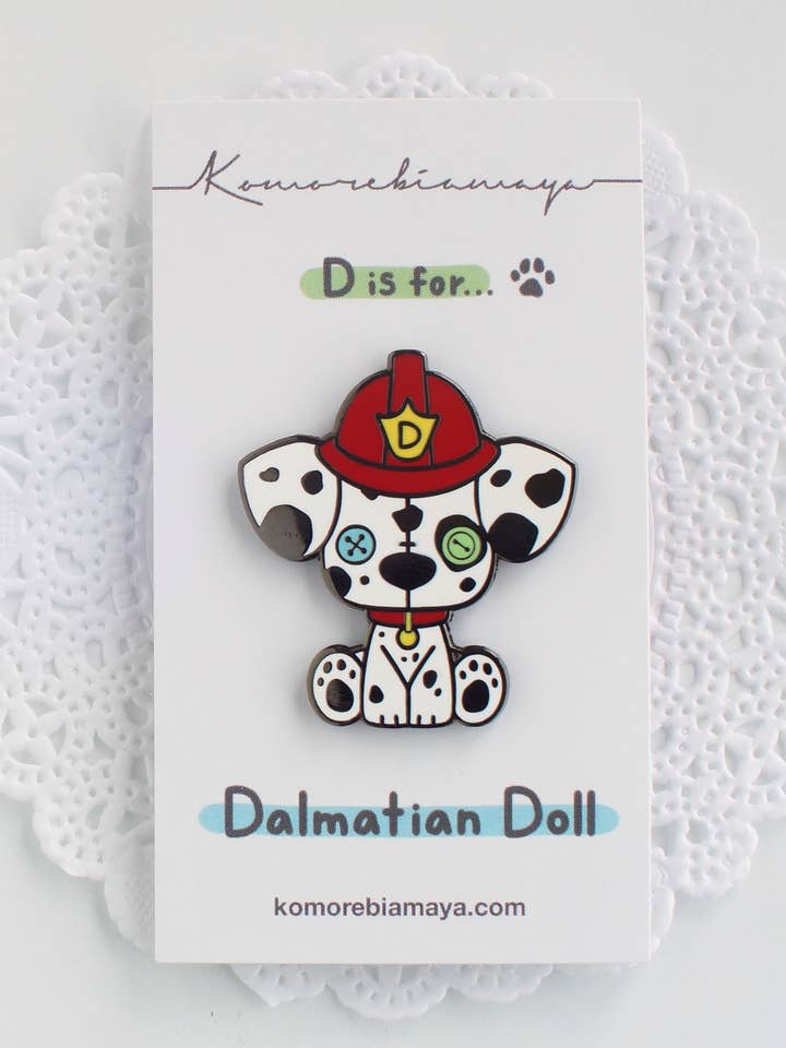 Dalmatian Doll Enamel Pin for wholesale by illusfia