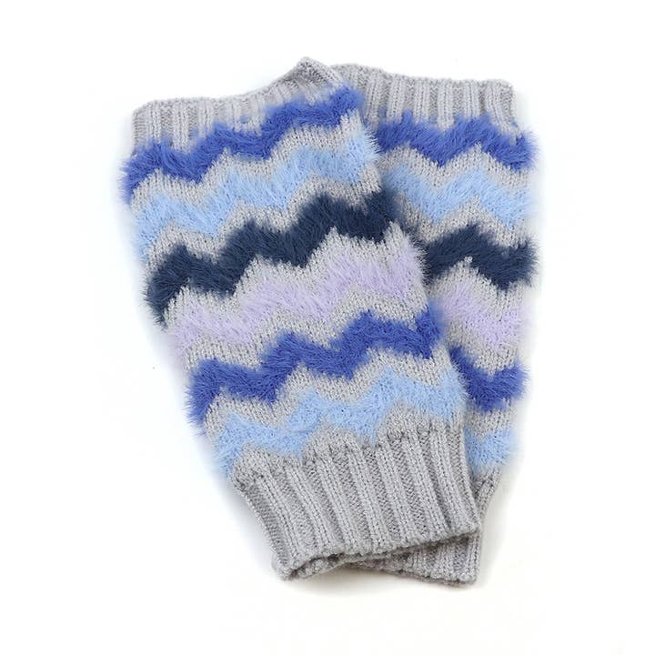 Peace Of Mind – wholesale Gloves – Women's – Super Soft Blue Mix Chevron Wrist Warmers