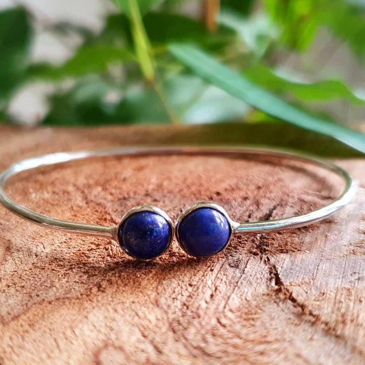 Kaali Boutique - Wholesale Cuff Bracelet - Silver Lapis Lazuli Boho Bracelet / Bangle / Silver / Rustic / Bohemian / Hippie / Gypsy / Psy / Chic / Jewellery / Body / Adjustable