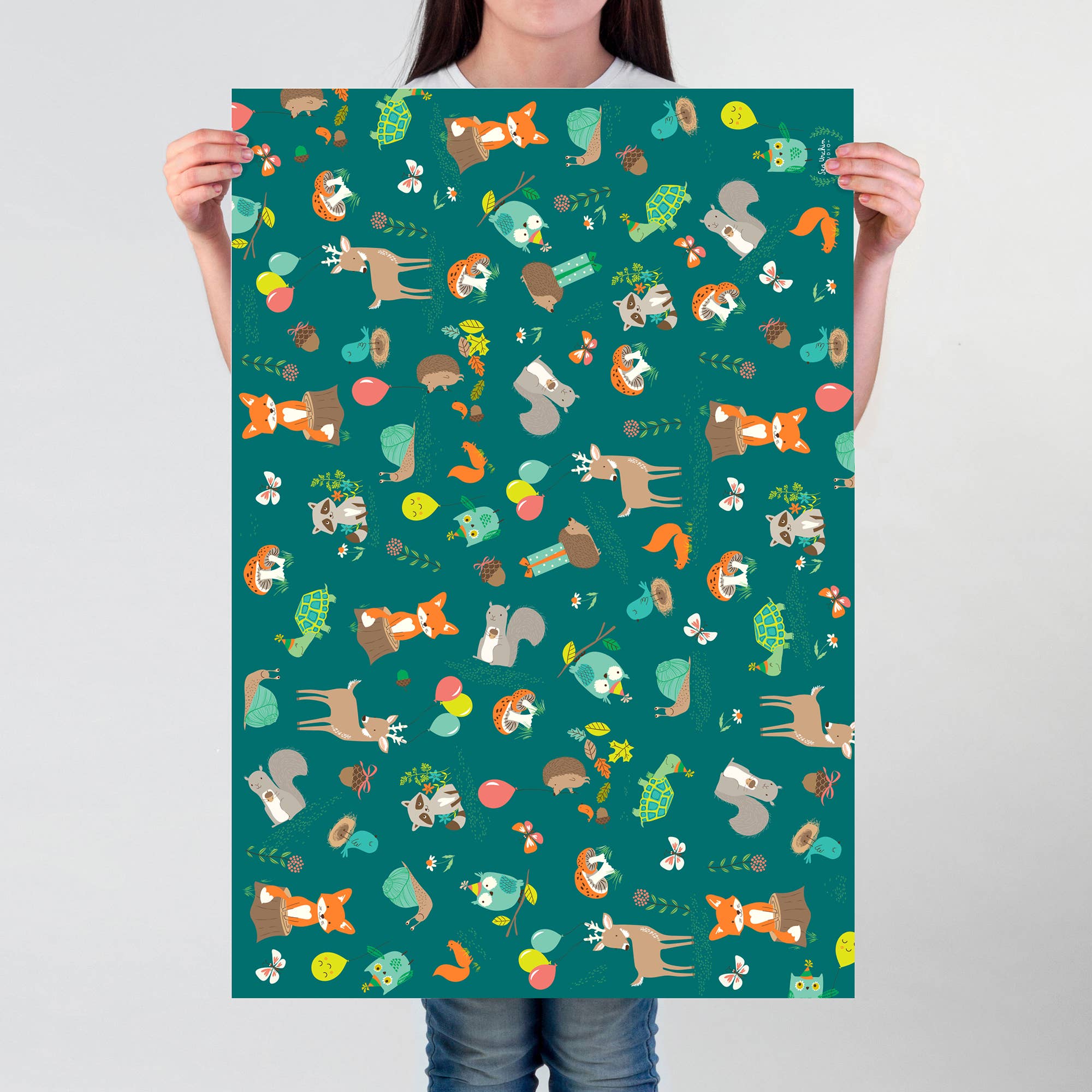 Sea Urchin Studio – wholesale Flat wrap – Gift wrap | Woodland Party1