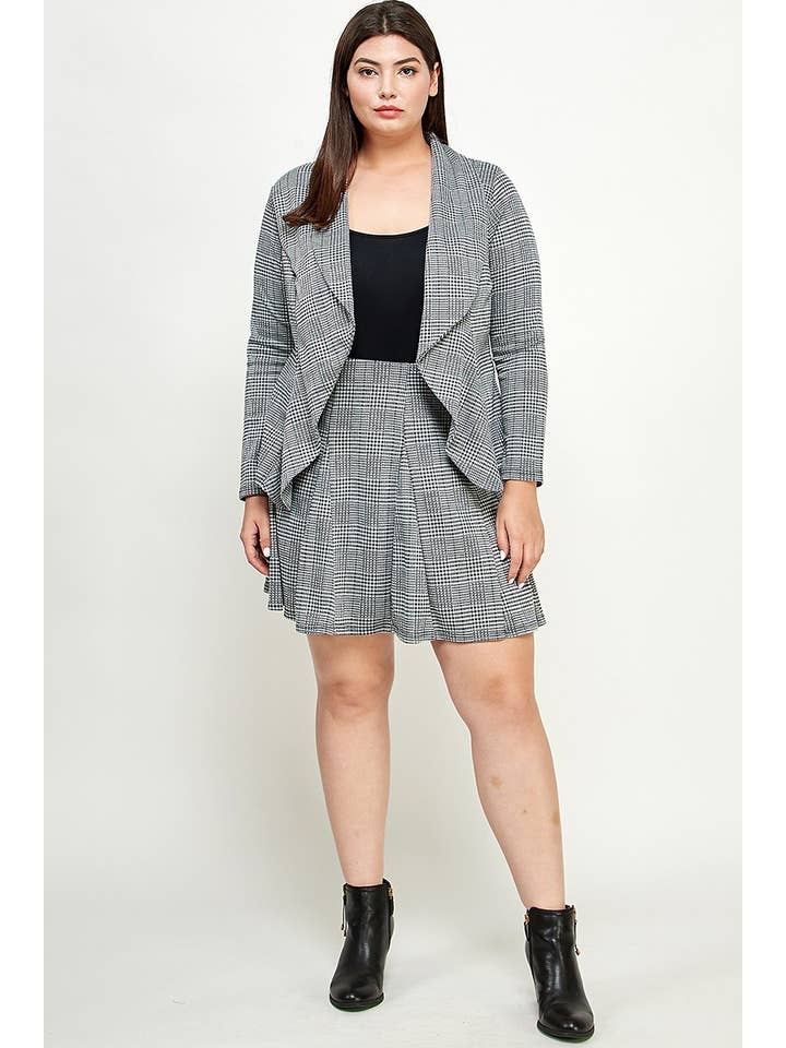Haute Fox Plus Size & Contemporary - Wholesale Skirt - Women's - Plus Size Plaid Knit Aline Skirt KY18157-SK