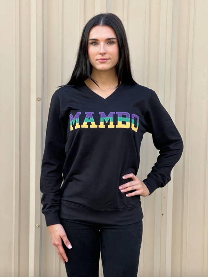 Adult Mambo French Terry Vintage Pullover - Black for wholesale by Mardi Gras Creations