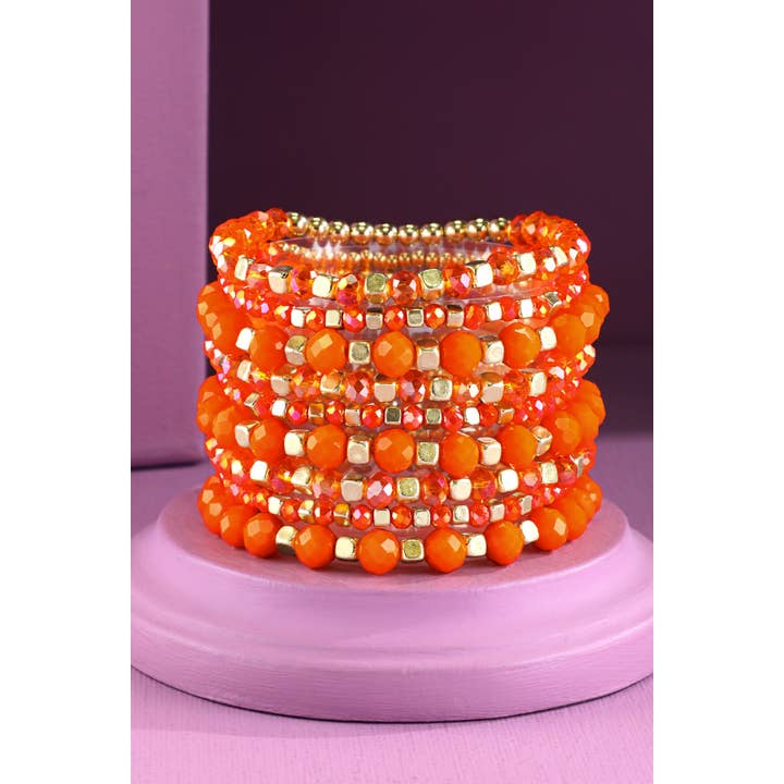 Urbanista - Wholesale Beaded Bracelet - 9 Set Colorful Stackable Beaded Stretch Bracelet14