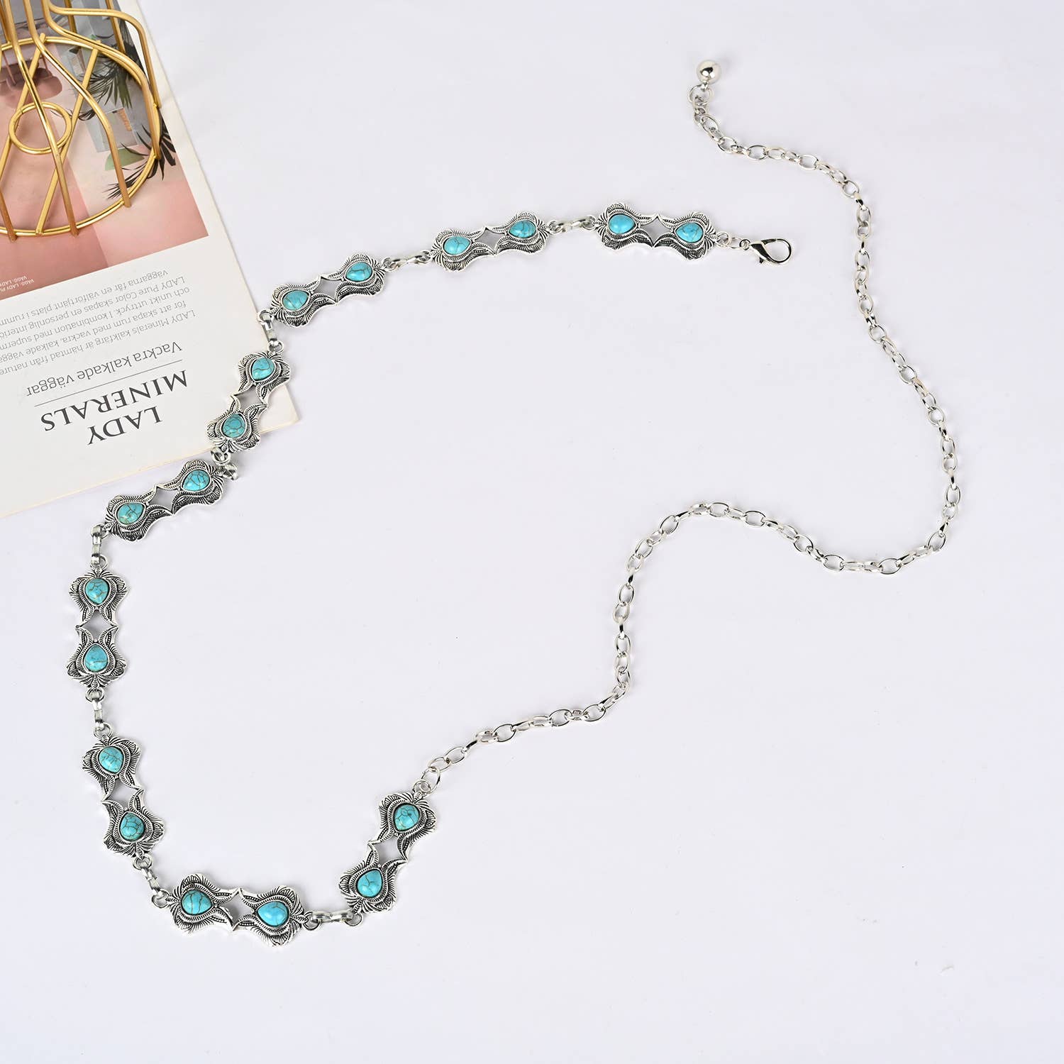 Little Trendy - Vente Ceinture – femme - Ceinture à chaîne Western Turquoise Concho6