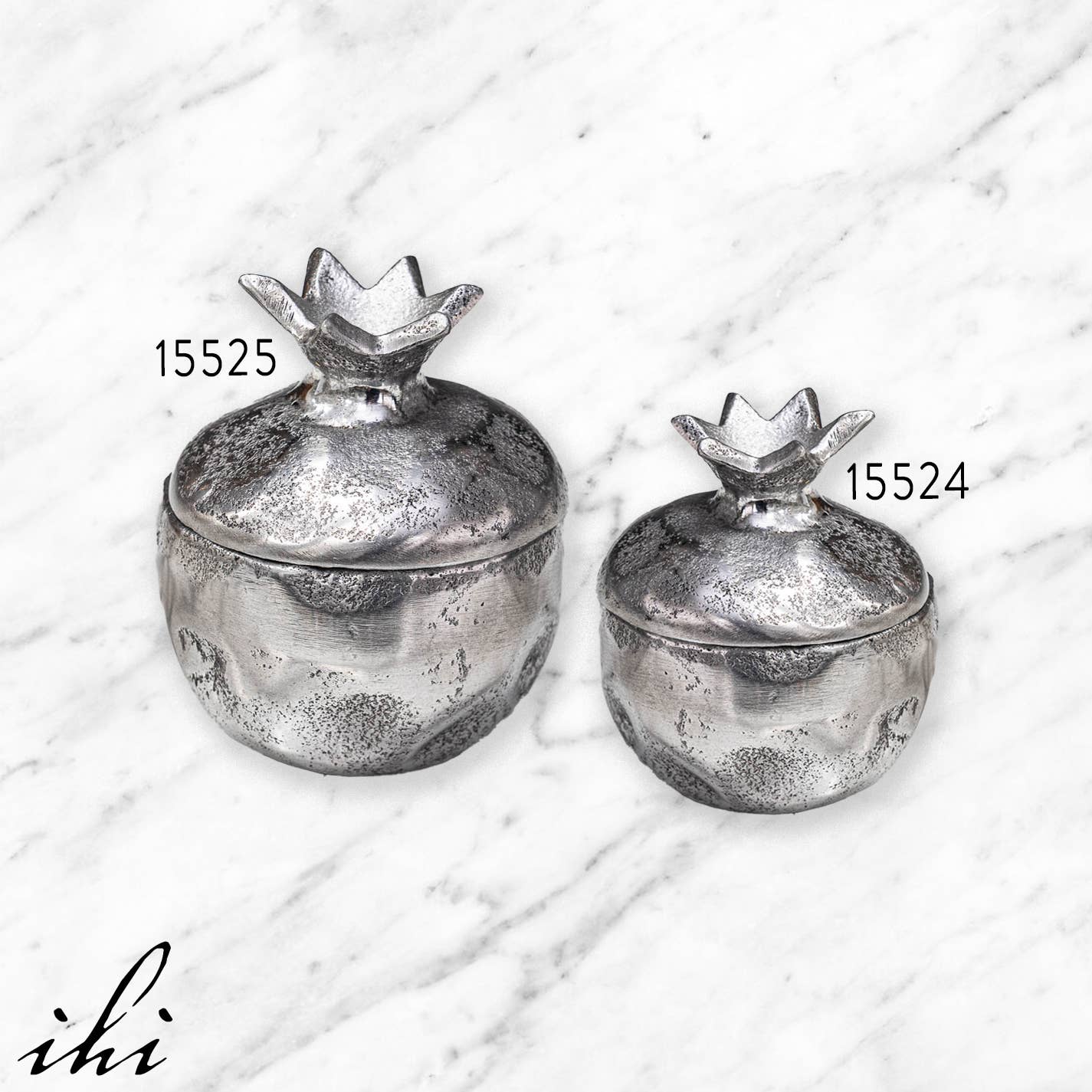 India Handicrafts Inc - Vente Bocal décoratif - Pot en aluminium texturé en forme de grenade, petit modèle3