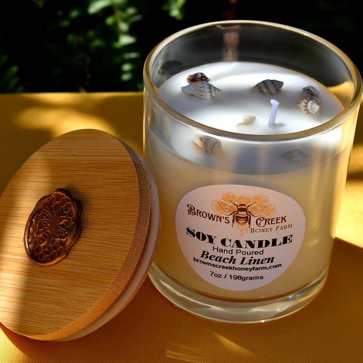 Brown's Creek Honey Farm – wholesale Jar/filled candle – Glass Jar Candle with Lid and Bee Wax Stamp12