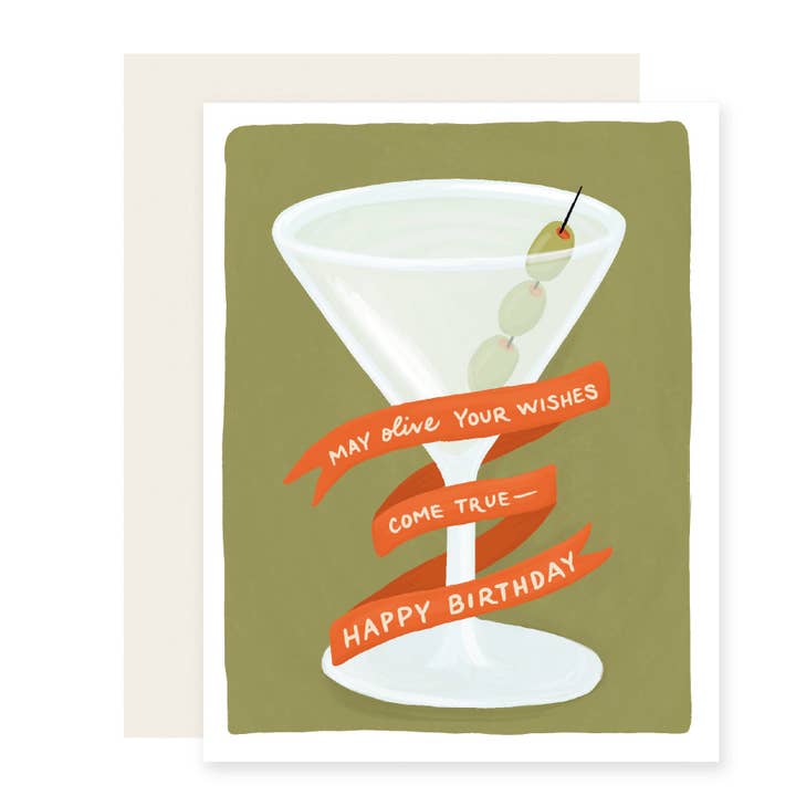 Olijf Uw Wensen | Martini Verjaardagskaart voor wholesale door Slightly Stationery
