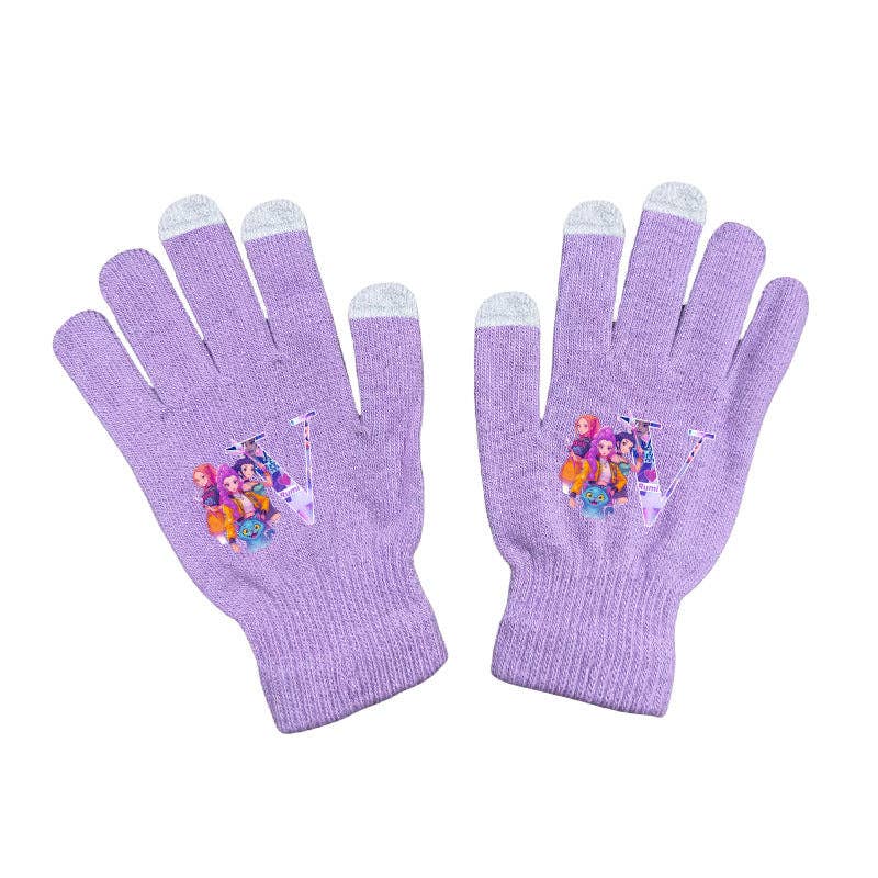 Little Trendy - Wholesale Gloves - Women's - KDH K-pop inspired Initials knitted purple gloves8