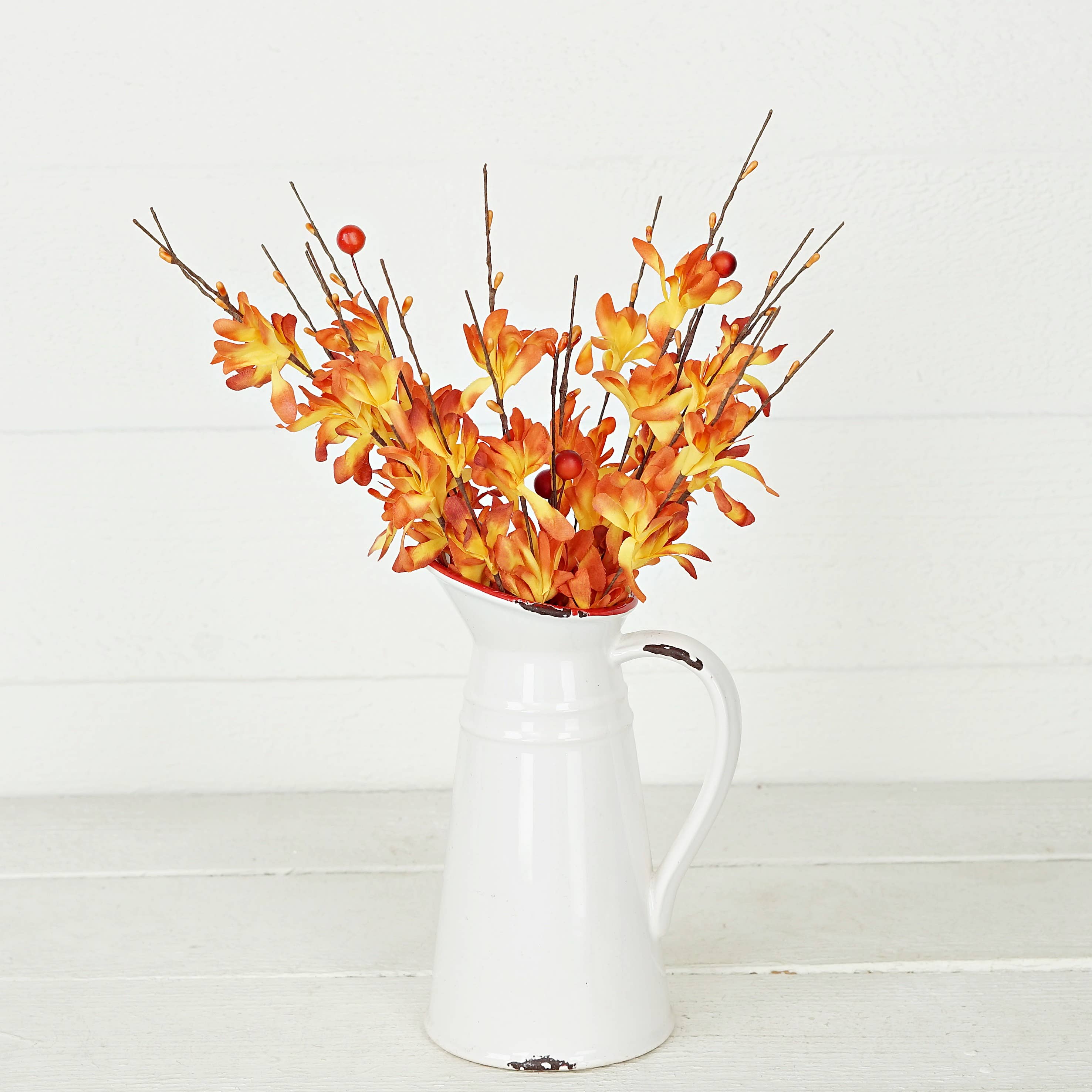 Impressive Enterprises, Inc. - Wholesale Artificial Flowers - 31605-16in Bush-Orange Yellow Cluster Flowers4