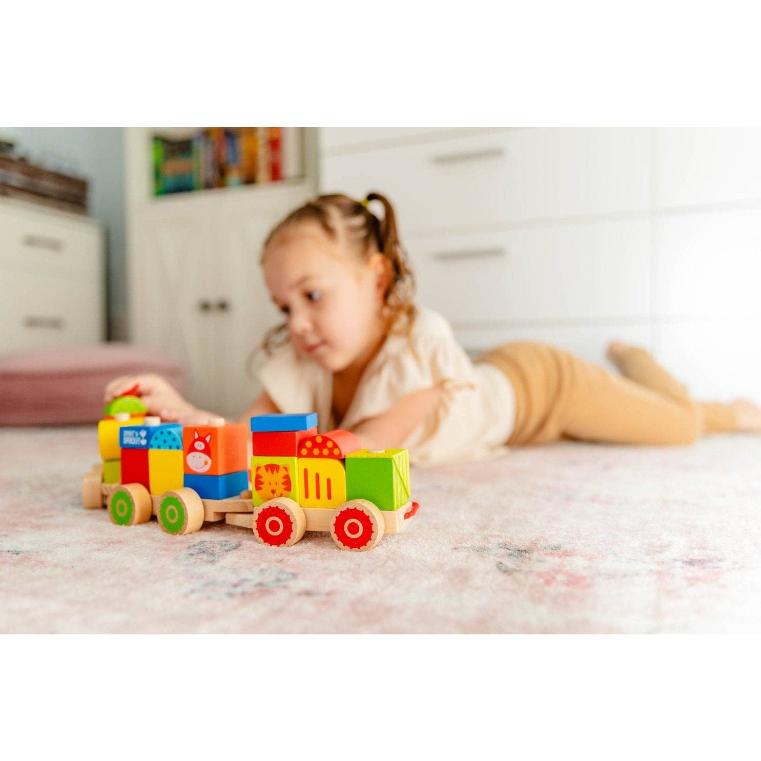 Spirit 'N Sprout - Wholesale Wood Toy - Kids - Farm Wooden Train Set for Kids - Pull Along Stacking Train6