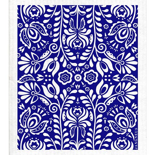 Swedish Dishcloth - Scandi Bloom - Blue for wholesale on Faire