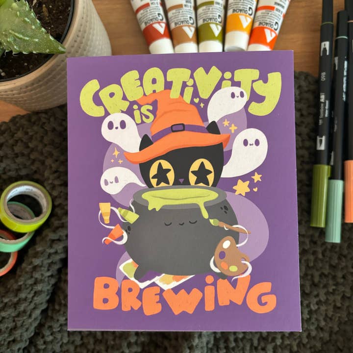 Creativity is Brewing Art Print for wholesale by Katie Cat Created