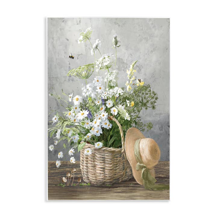 Stupell Industries - Wholesale Wall Sign - Country Daisy Basket - Unframed Wall Art