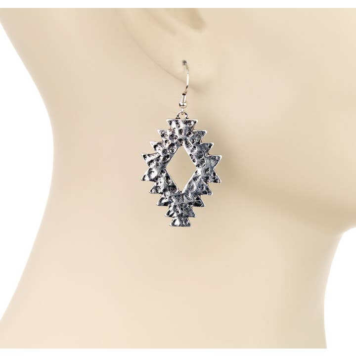 Boho Ranch Shop – wholesale Dangle earrings – Western Hammered Textured Aztec Dangle Earrings 4