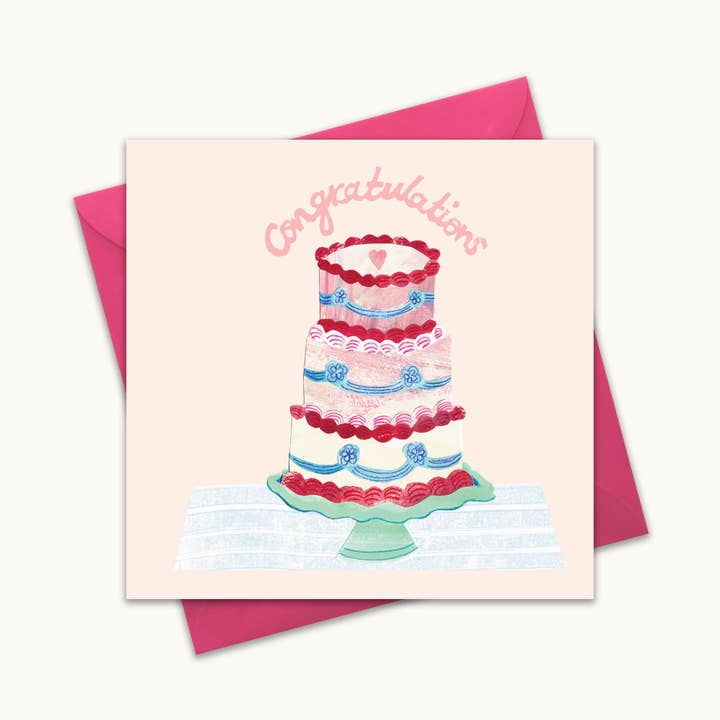 Wedding Cake Greetings Card for wholesale by Kate Read Illustration