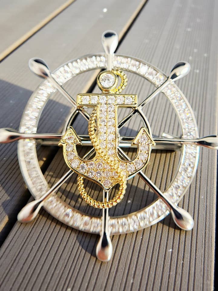 Navy Brooch Pin, gold Sailor brooch, Anchor Nautical Brooch for wholesale by Happy Dream Gifts
