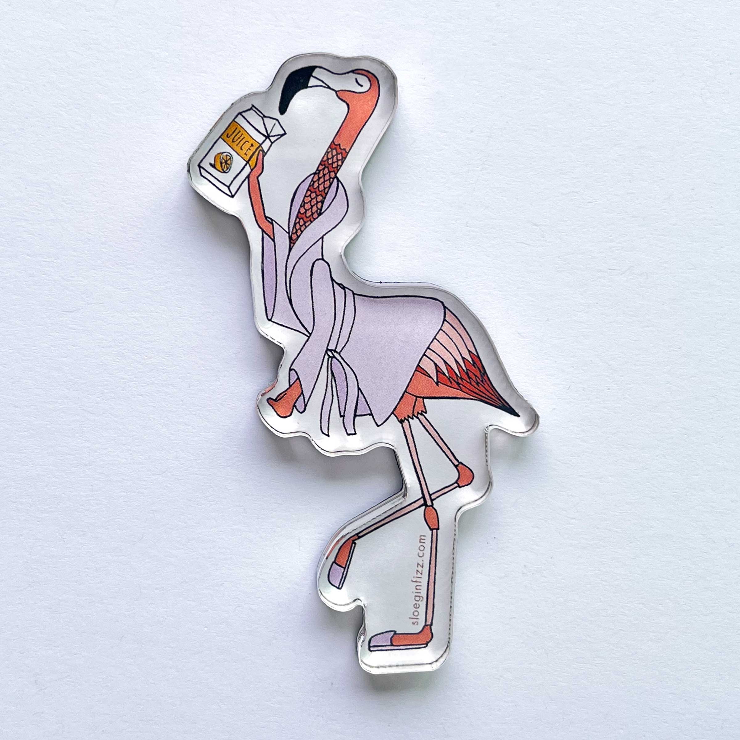 Sloe Gin Fizz - Wholesale Magnet - Flamingo Drinking Juice Refrigerator Magnet0
