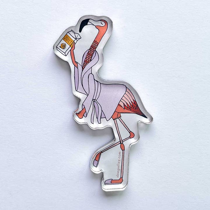 Sloe Gin Fizz - Wholesale Magnet - Flamingo Drinking Juice Refrigerator Magnet0