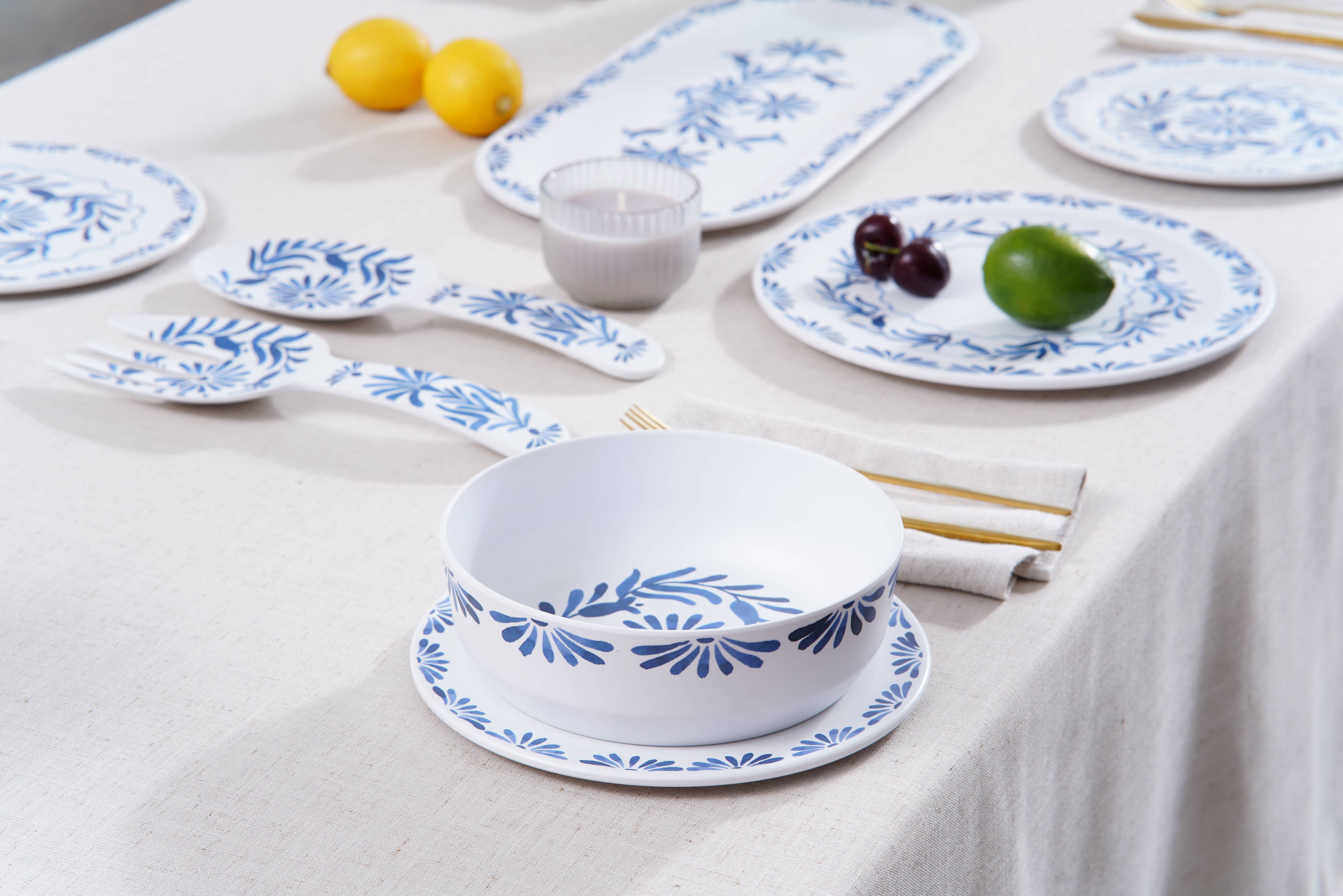 Abode Homewares by TarHong - Wholesale Tableware set - Azul Blue White Melamine BPA Free Dinnerware Collection2