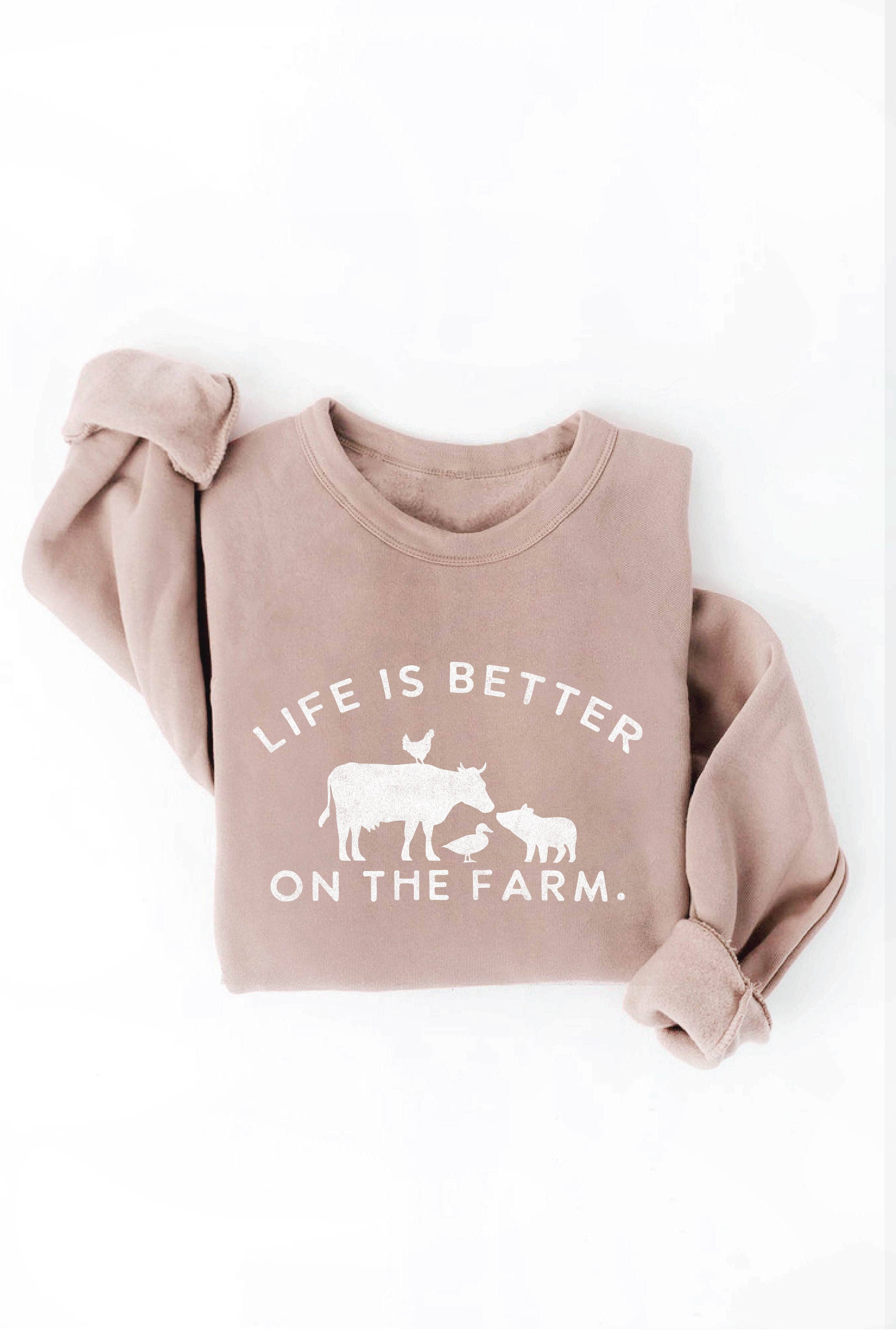 OAT COLLECTIVE - Wholesale Graphic Sweatshirt - Women's - LIFE IS BETTER ON THE FARM Graphic Sweatshirt4