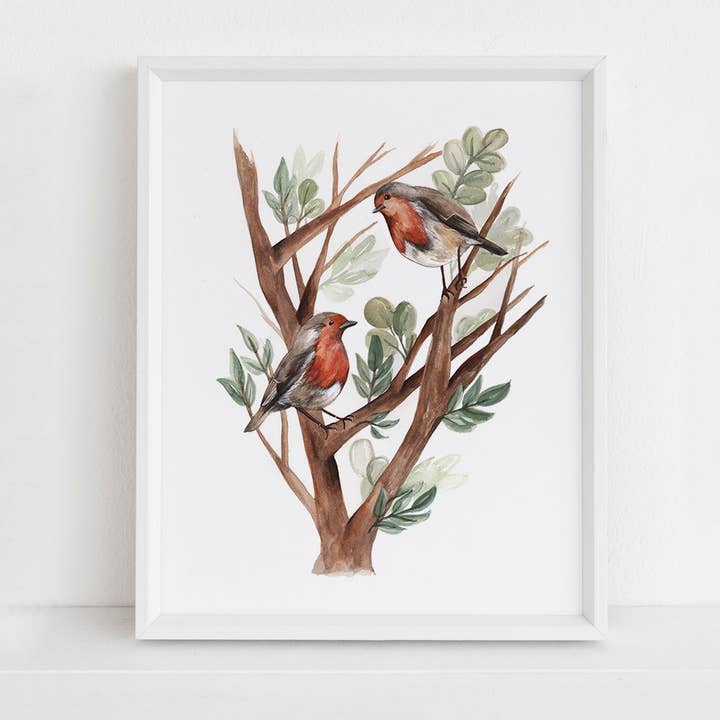 'Robins' Watercolor for wholesale by B.Coyne Illustration