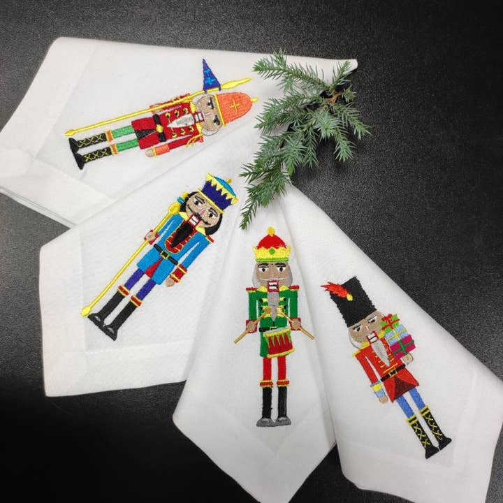 Handmade Originals Ukraine - Wholesale Dinner & Cloth Napkin - Embroidered Christmas Napkins Premium Nutracker ''16x16''