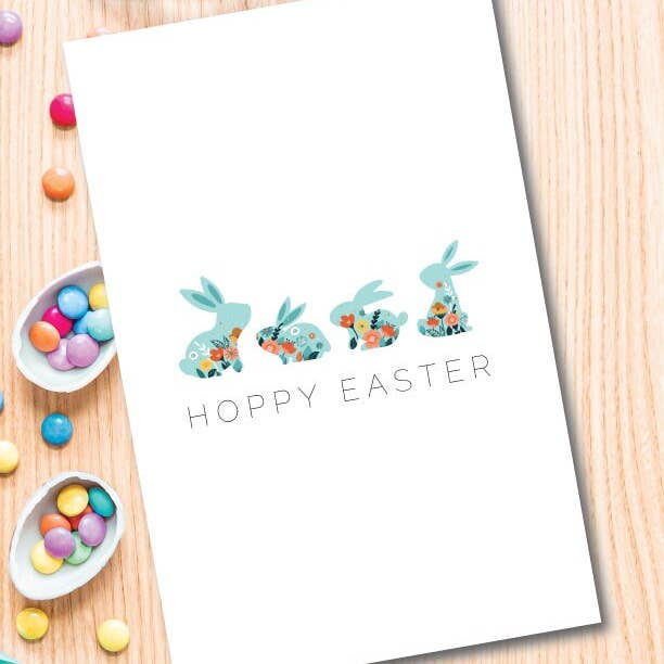 Carte de vœux de Pâques avec lapin et panier Téléchargement numérique pour la vente par S&Y Brand Paper co.