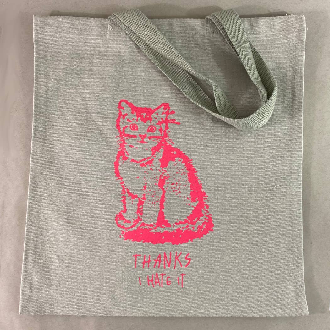 Rx Letterpress - Vente Tote bag – unisexe - Merci, je le déteste | Cadeau pour les amateurs de chats | Sac à main amusant en toile0