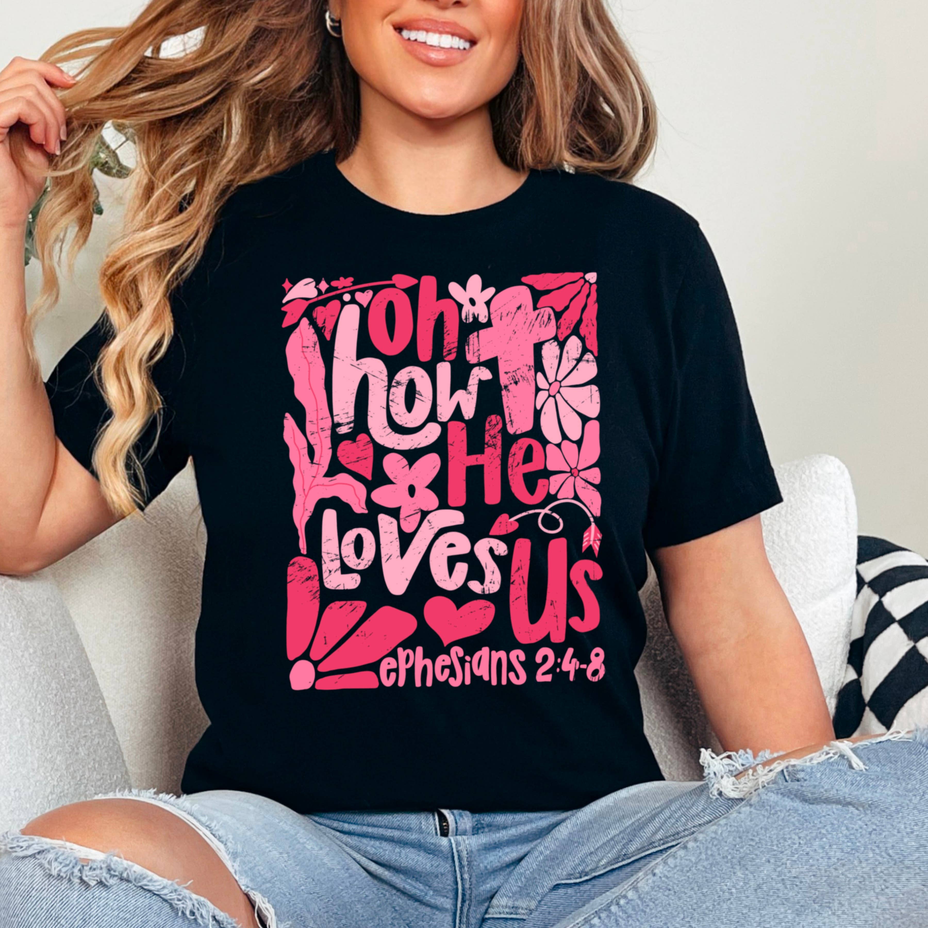 Shoppe SHC - Vendita all'ingrosso Maglietta stampata - Donna - Oh Come Egli Ci Ama Maglietta Grafica Cristiana | Comfort Colors20