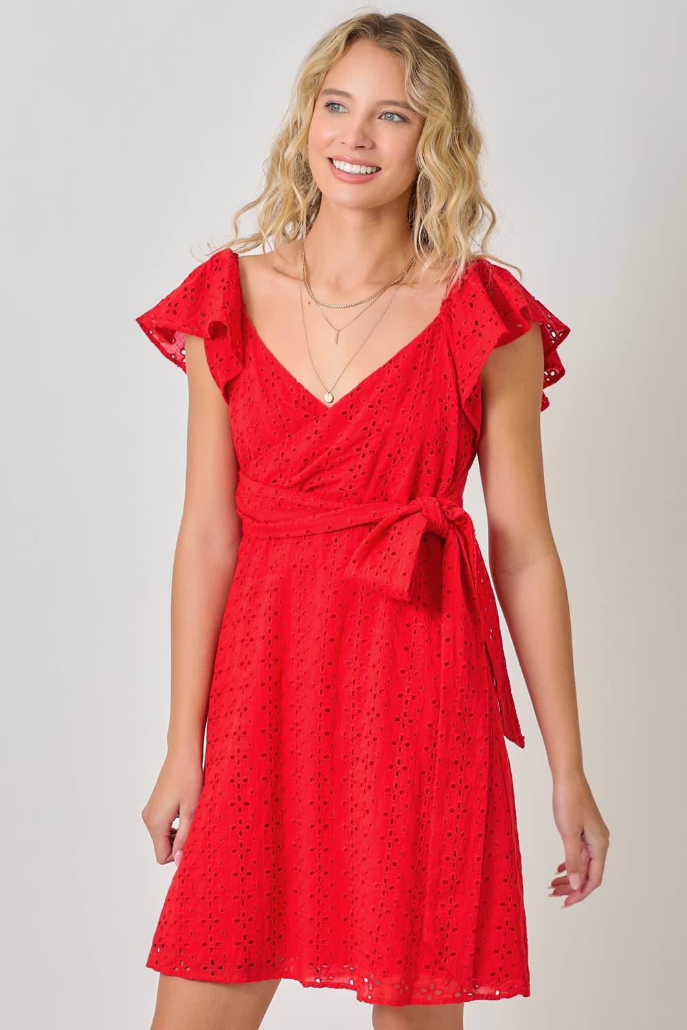 Mystree - Wholesale Dress - Women's - 61052 Surplice Neck Flutter Sleeve Tie Dress 9