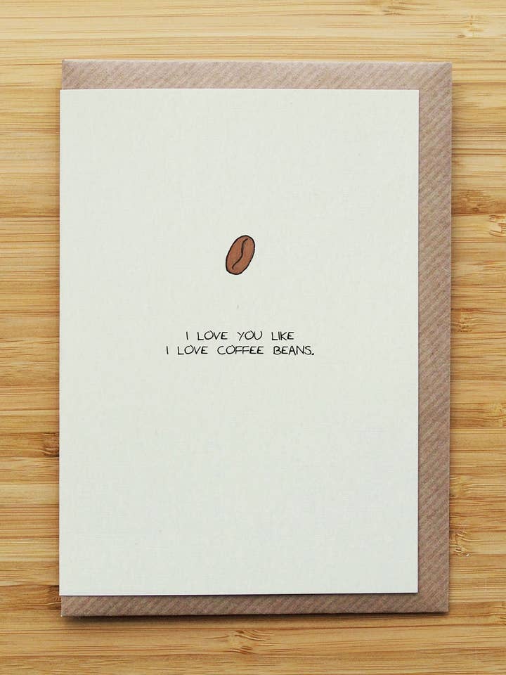 Cartão Amor Grão de Café - Fofo - Amor & Dia dos Namorados - Reciclado por atacado de RossJDesigns