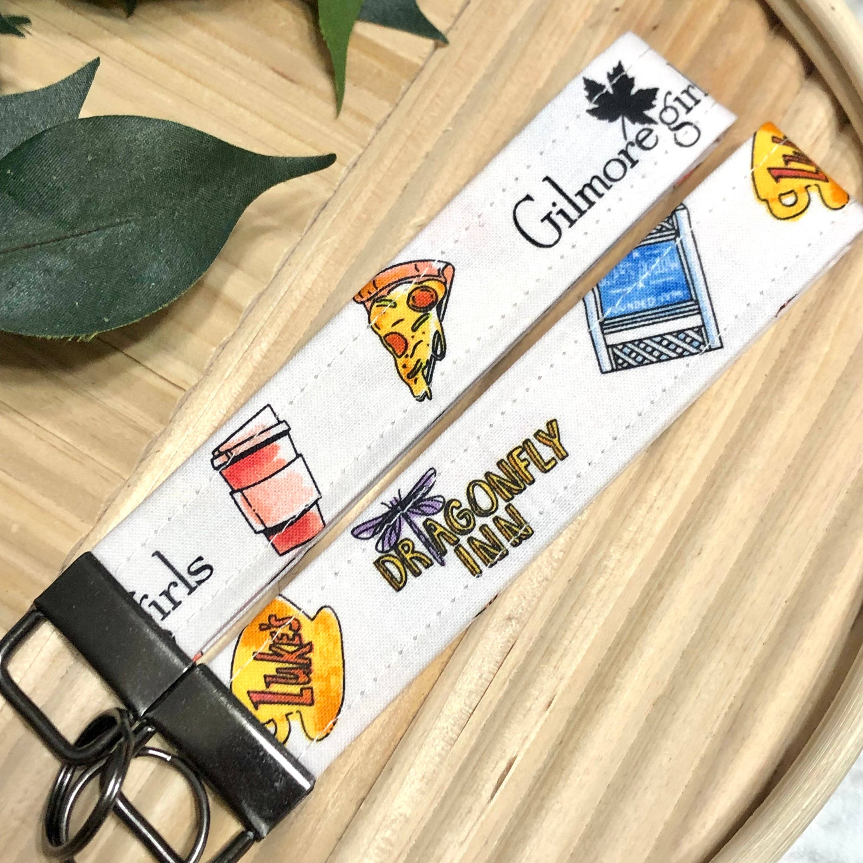 MDStickerShop - Wholesale Keychain - Women's - Gilmore Girls Icons Print Fabric Wristlet Keychain, Key Fob1