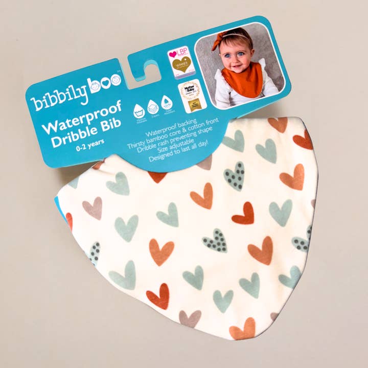 Hearts Waterproof Dribble Bib for wholesale by Bibbilyboo