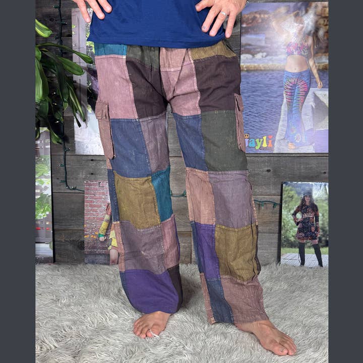 Jayli Clothing - Wholesale Pants - Men's - Cotton Stonewashed Up-Cycled Patchwork 5 Pocket Cargo Pants 6
