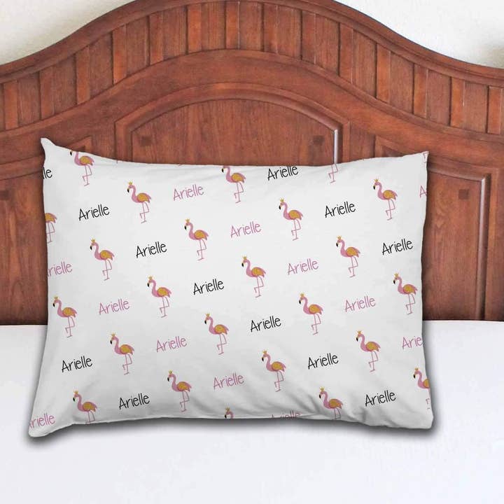 Taie d'oreiller personnalisée en microfibre Flamingo pour la vente par Potter's Printing
