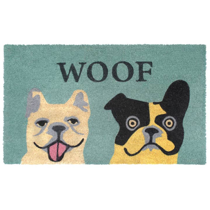 RugSmith - Wholesale Door mat - RugSmith Gray Woof Dog Coir Doormat, 18" x 30"