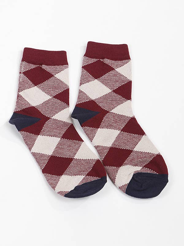 Diamant-Plaid Crew Socken für den Großhandel von Shop Neighbors