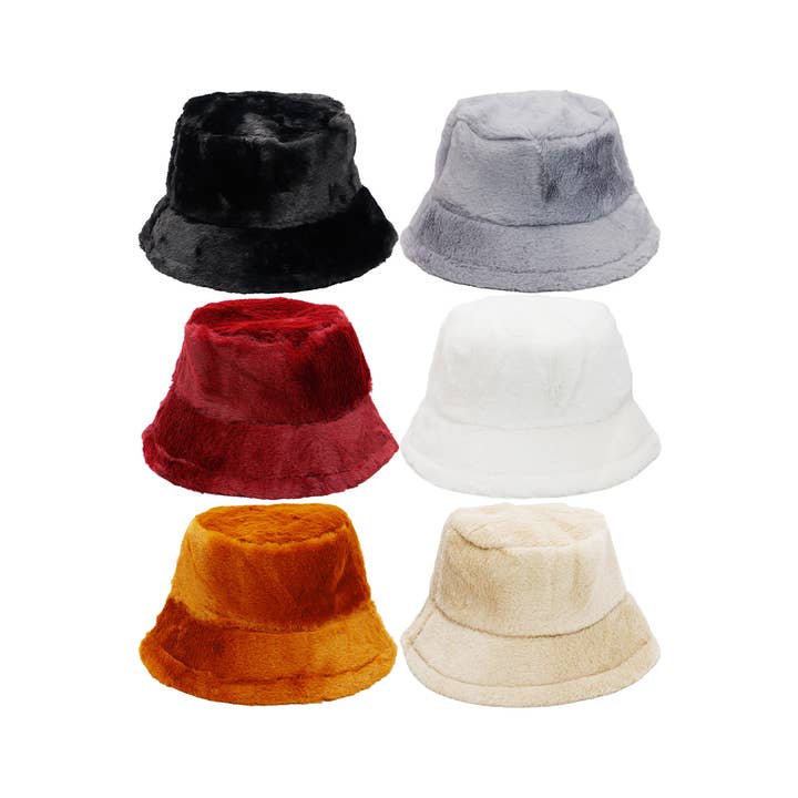 Cap Zone - Wholesale Bucket Hat - Women's - Oversized Fluffy Faux Fur Bucket Hat1