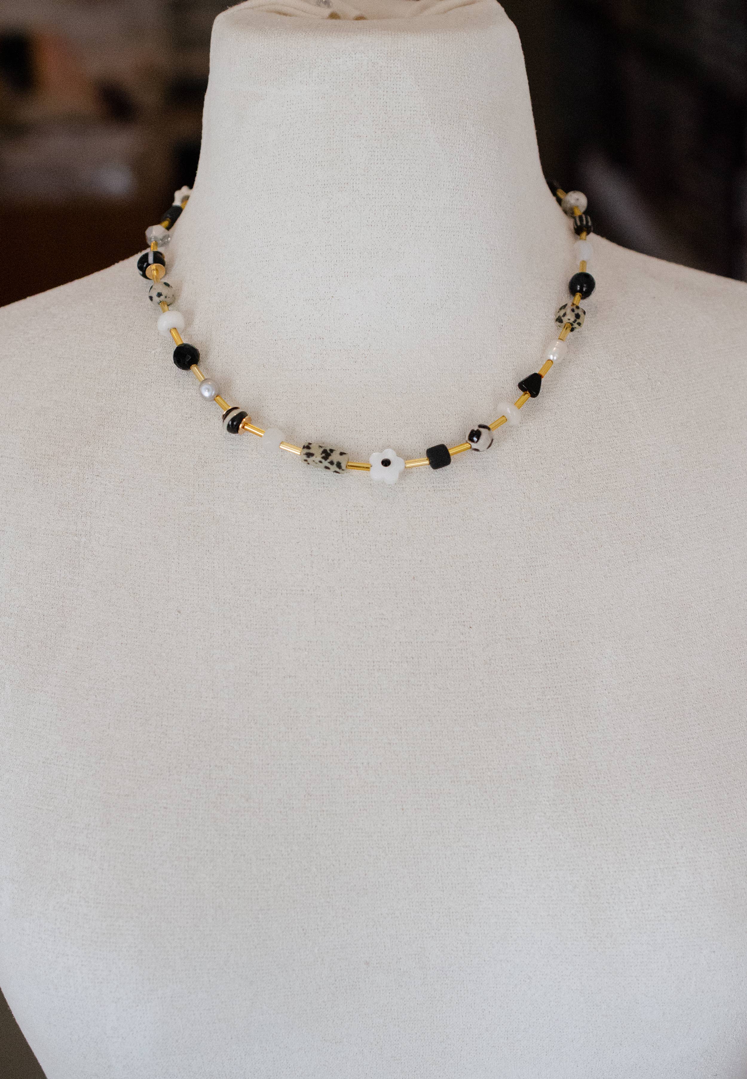Jill Makes - Wholesale Beaded/Pearl Necklace - Black and white Beaded Necklace7