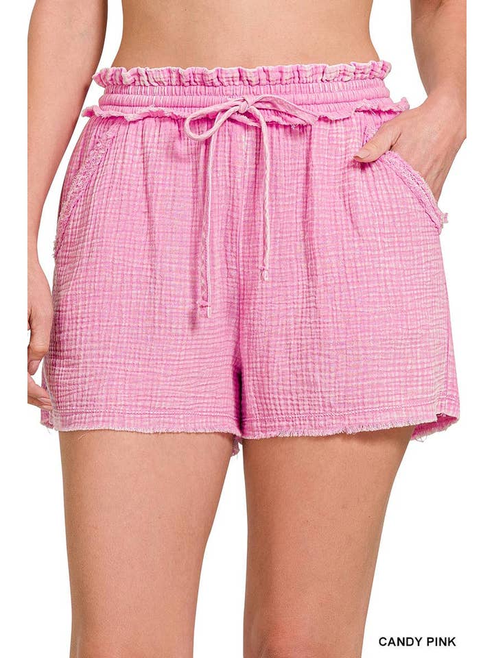 Vanilla Monkey – Calções – Mulher por atacado – Calções Lavadas com Gaze Dupla com Bainha Desfiada17