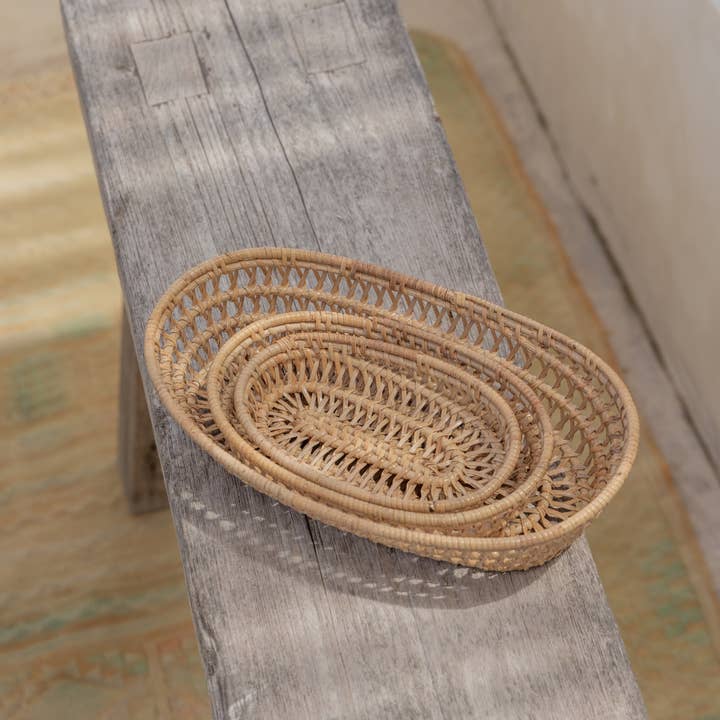 Village Thrive - Vendita all'ingrosso Cestini - Set cesto ovale in rattan1