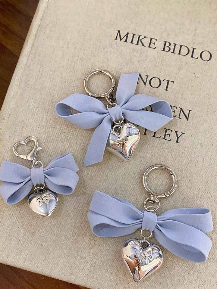 Cute Heart Solid Color Bow Knot Keychain DP25F596 for wholesale by Dipped Shop