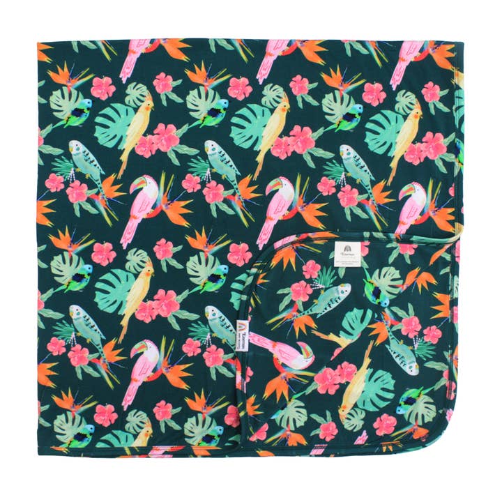 Couverture en bambou de luxe Isla Botánica Tropical Birds pour la vente par Emerson and Friends