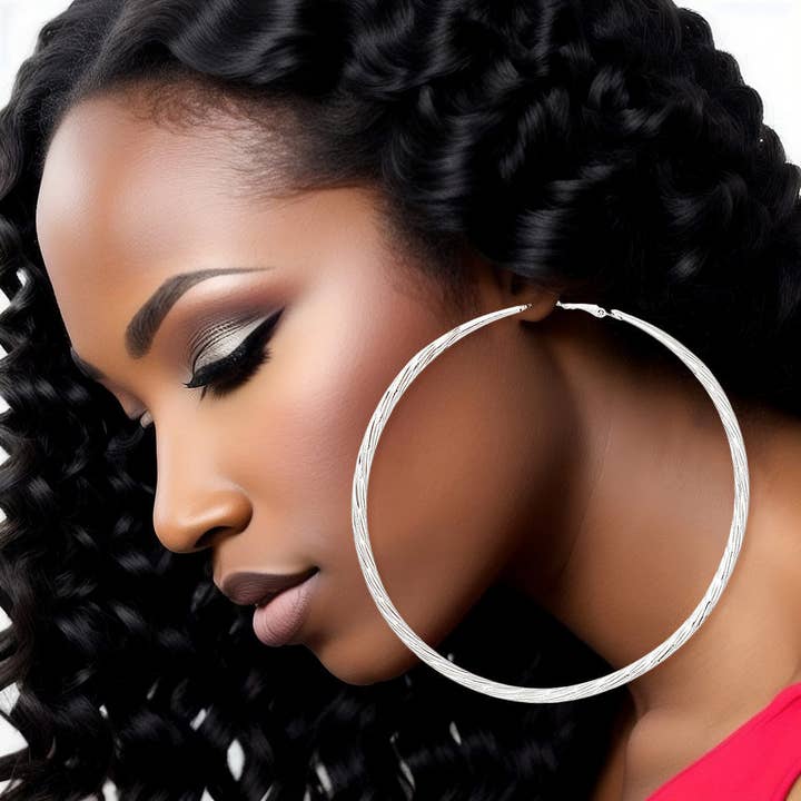 Hoops Large Silver Angled Cut Earrings for Women for wholesale on Faire