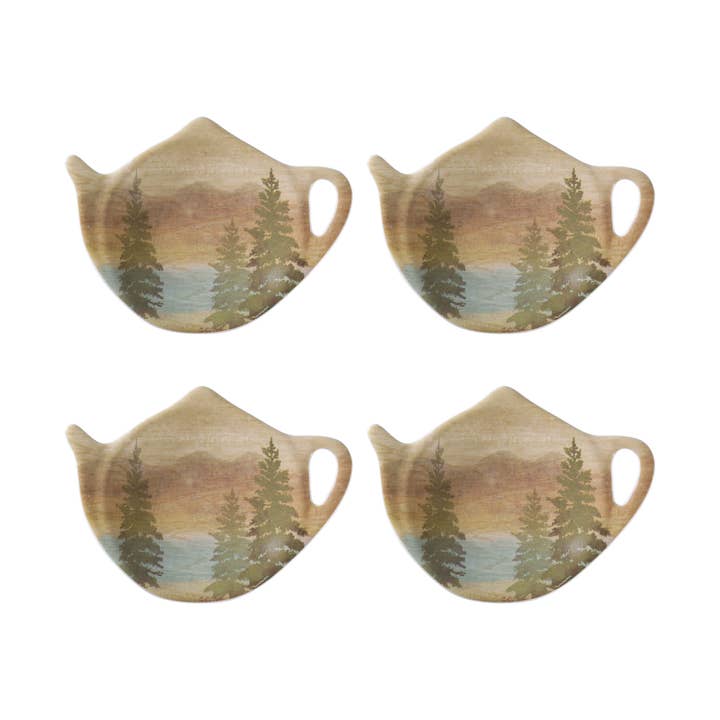 4-Piece Pine Tree Melamine Tea Bag Holders for wholesale by Supreme Housewares